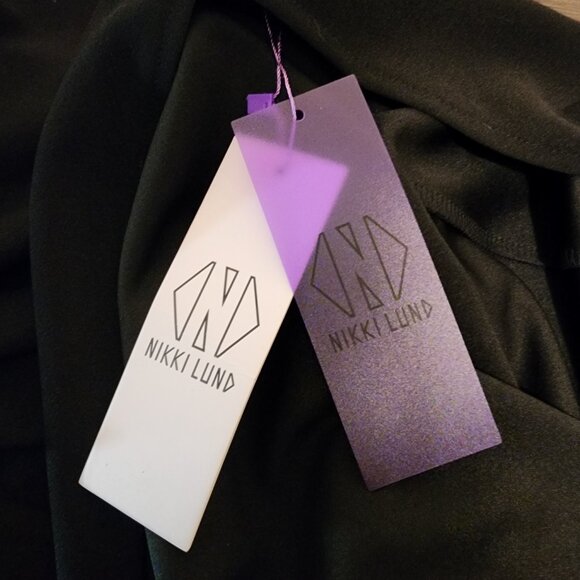 Nikki Lund Dida Funnel Neck Cocktail Dress NWT Black Med - Picture 9 of 12